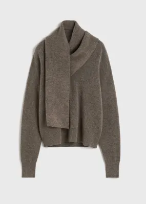 244WRT0368 Draped scarf knit sweater