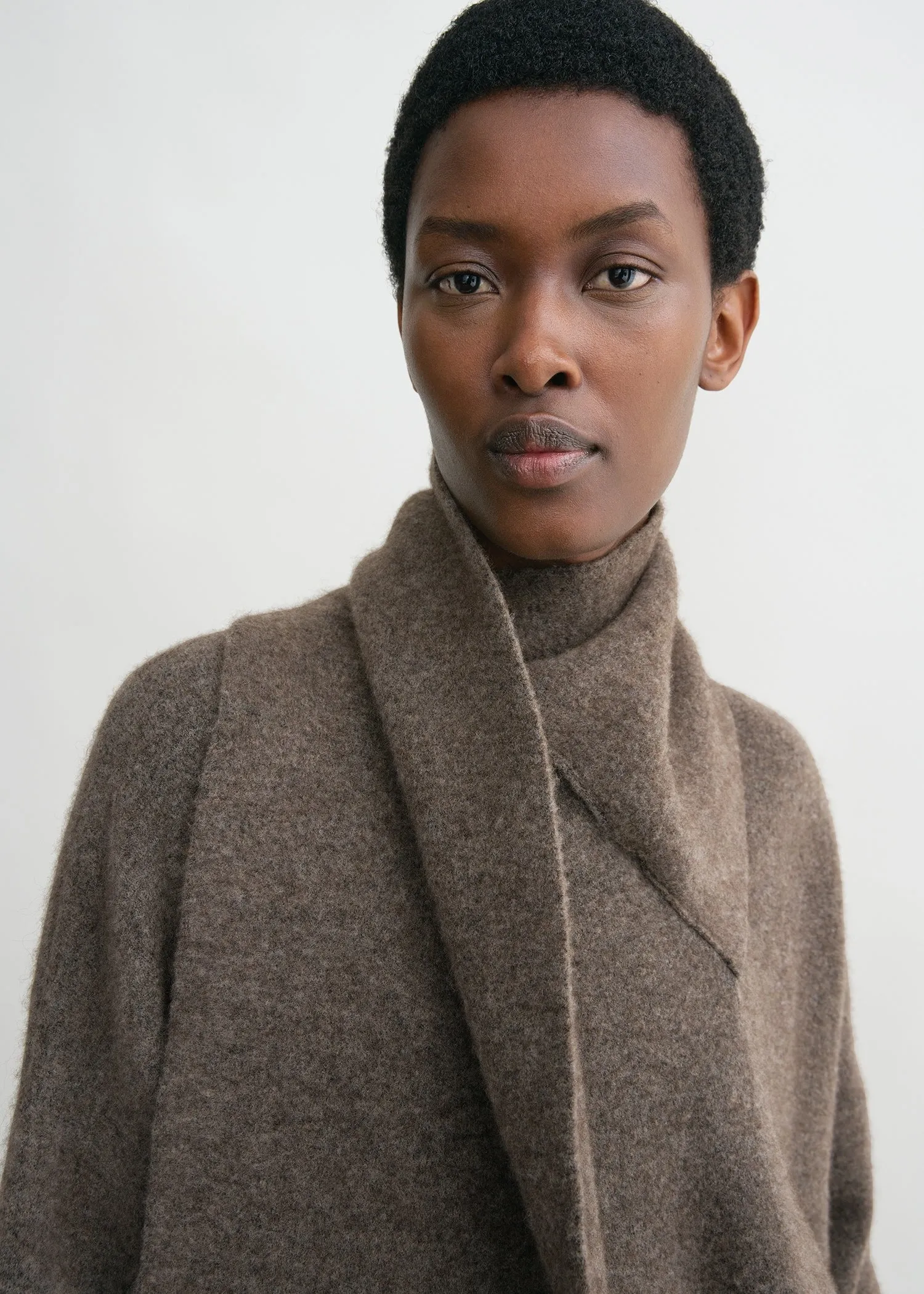 244WRT0368 Draped scarf knit sweater