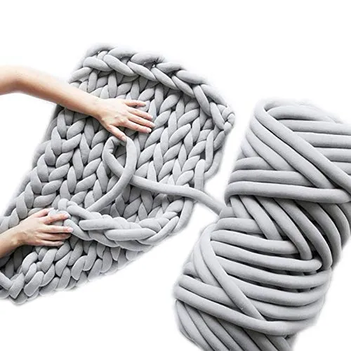 2Pack Super Thick Chunky Vegan Yarn 44yards, Diameter 1” Chunky Knit Yarn, Washable Cotton Tube Yarn, Soft Jumbo Tubular Yarn for Arm Knitting DIY Handmade Blankets, Cat Bed