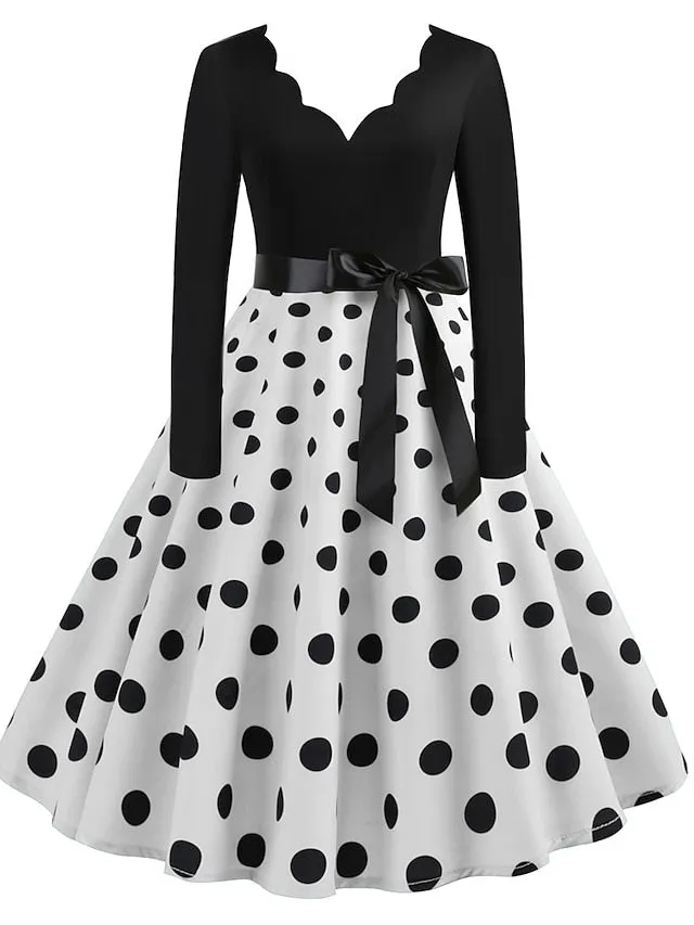 Audrey Hepburn Dresses 1950s Vintage Inspired Prom Dress Cocktail Dress Vintage Dress Fall & Winter Dress A-Line Dress Tea Dress Rockabilly Flare Dress Women's Teen Costume Vintage Cosplay Homecoming