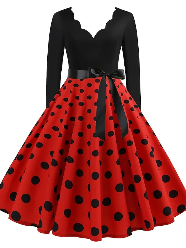 Audrey Hepburn Dresses 1950s Vintage Inspired Prom Dress Cocktail Dress Vintage Dress Fall & Winter Dress A-Line Dress Tea Dress Rockabilly Flare Dress Women's Teen Costume Vintage Cosplay Homecoming