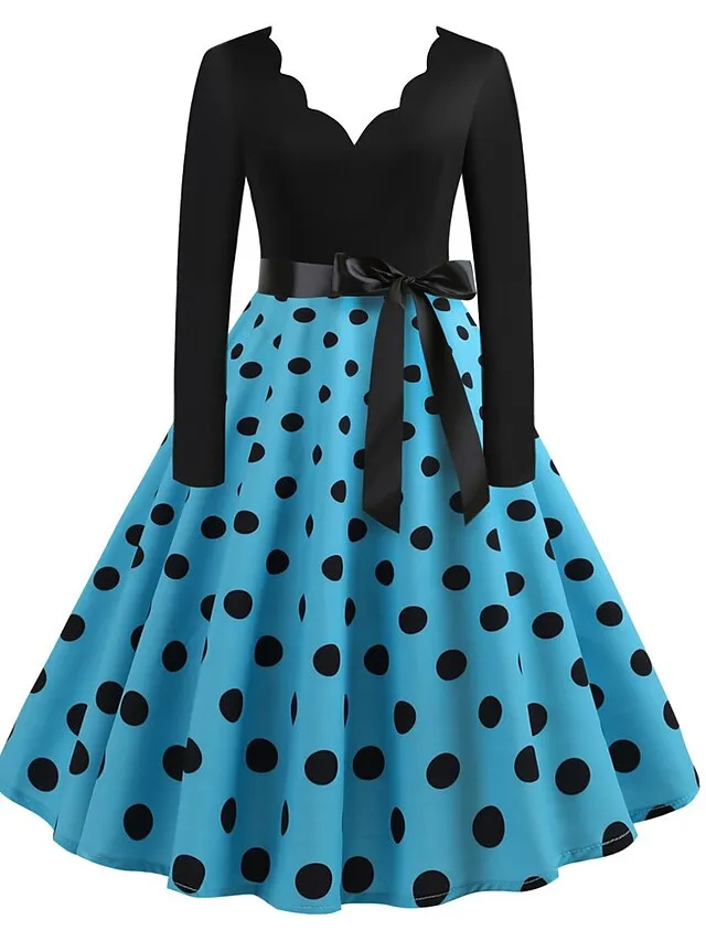Audrey Hepburn Dresses 1950s Vintage Inspired Prom Dress Cocktail Dress Vintage Dress Fall & Winter Dress A-Line Dress Tea Dress Rockabilly Flare Dress Women's Teen Costume Vintage Cosplay Homecoming