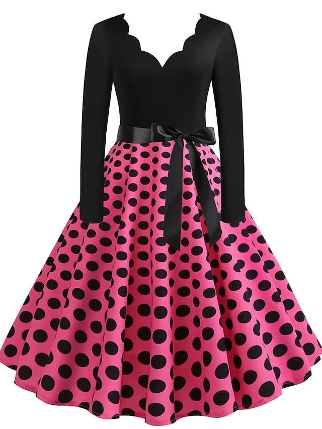 Audrey Hepburn Dresses 1950s Vintage Inspired Prom Dress Cocktail Dress Vintage Dress Fall & Winter Dress A-Line Dress Tea Dress Rockabilly Flare Dress Women's Teen Costume Vintage Cosplay Homecoming
