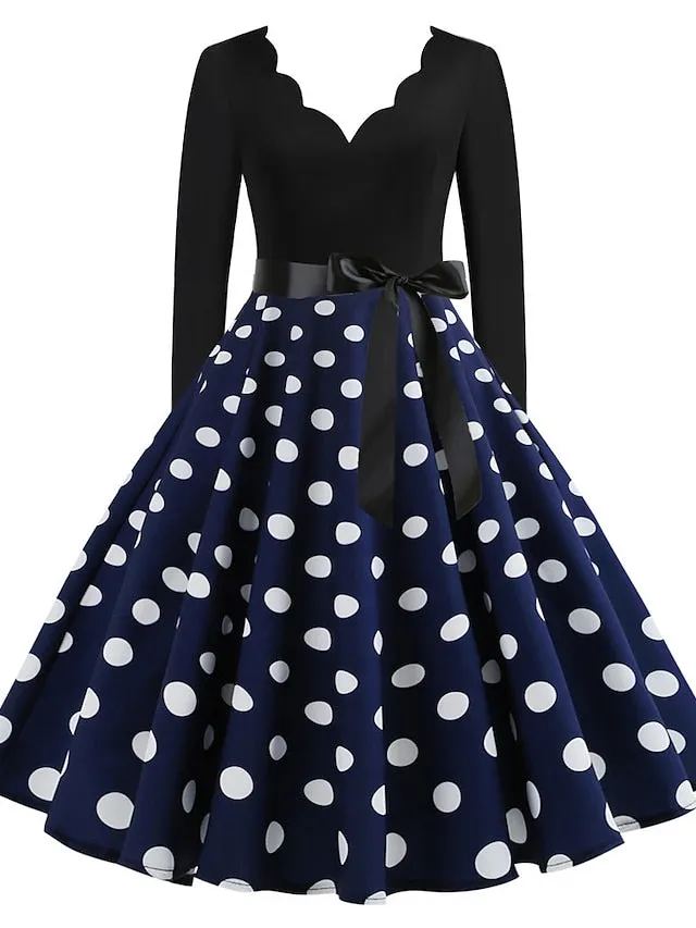 Audrey Hepburn Dresses 1950s Vintage Inspired Prom Dress Cocktail Dress Vintage Dress Fall & Winter Dress A-Line Dress Tea Dress Rockabilly Flare Dress Women's Teen Costume Vintage Cosplay Homecoming