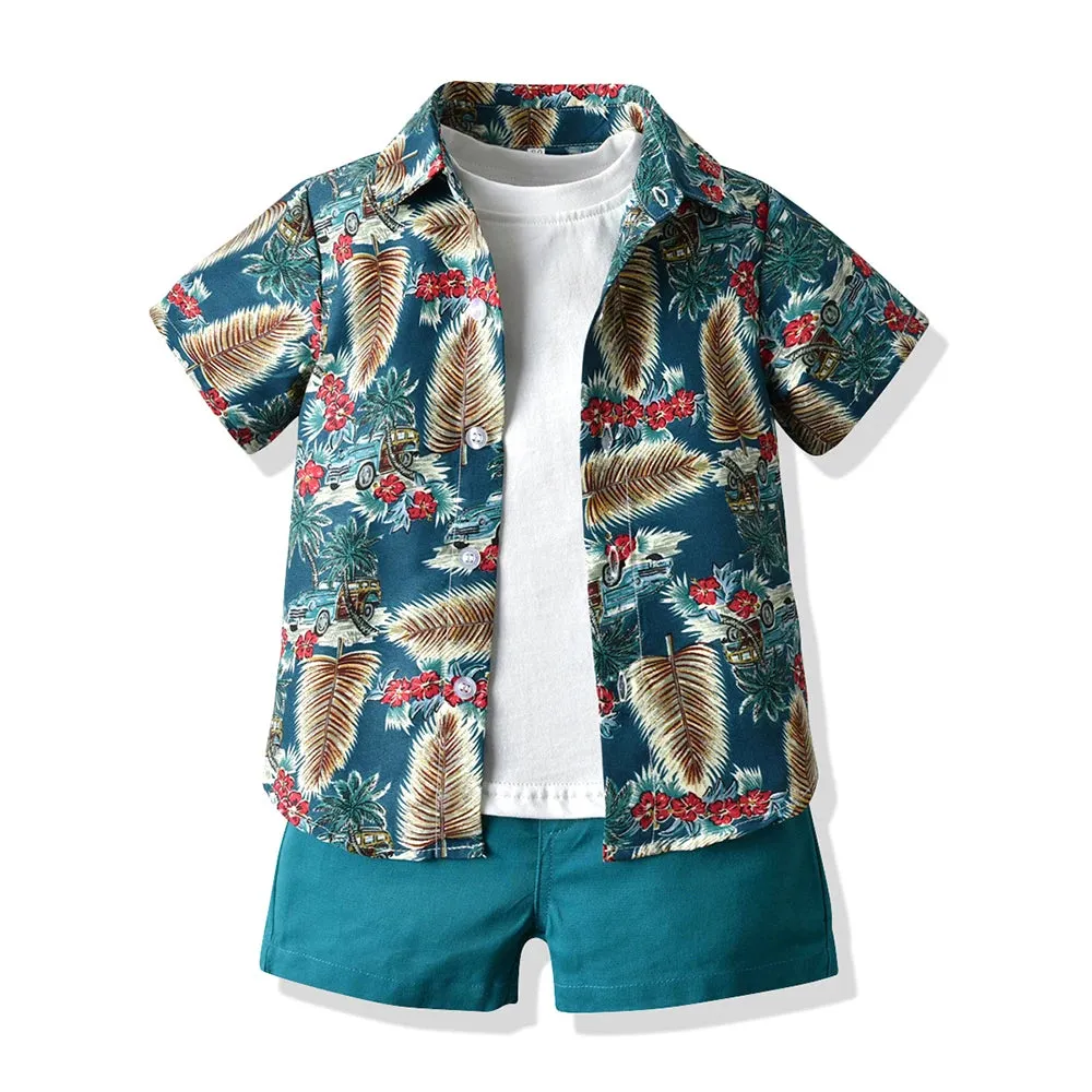 Baby Boys Tropical Paradise Floral Shirt Shorts 3pc Set