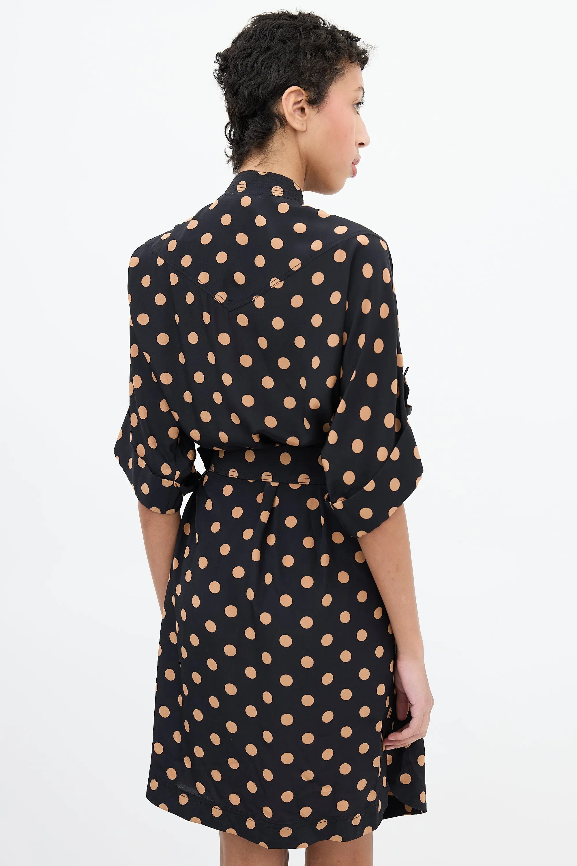 Black & Brown Polka Dot Shirt Dress