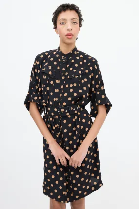 Black & Brown Polka Dot Shirt Dress