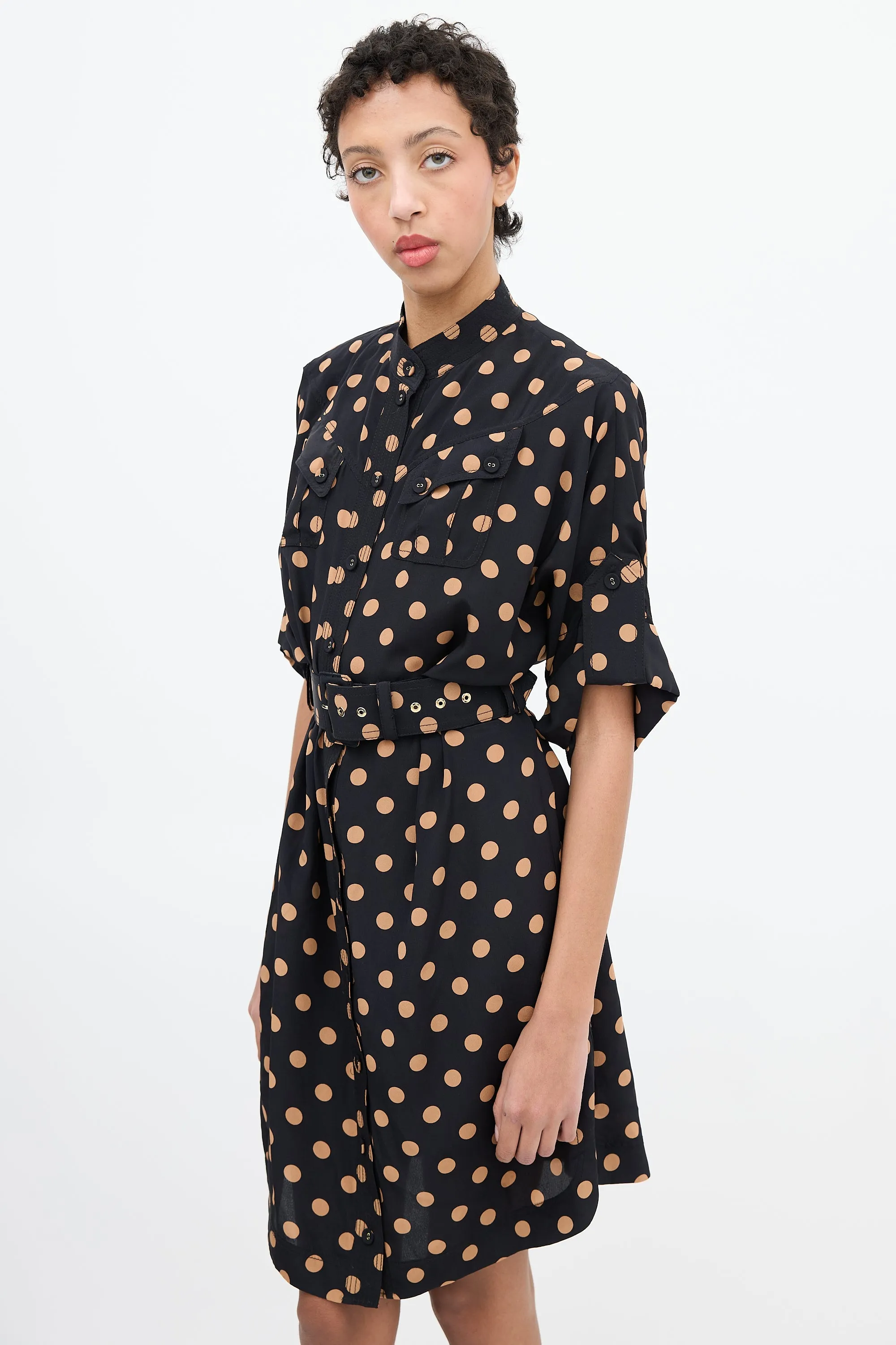 Black & Brown Polka Dot Shirt Dress