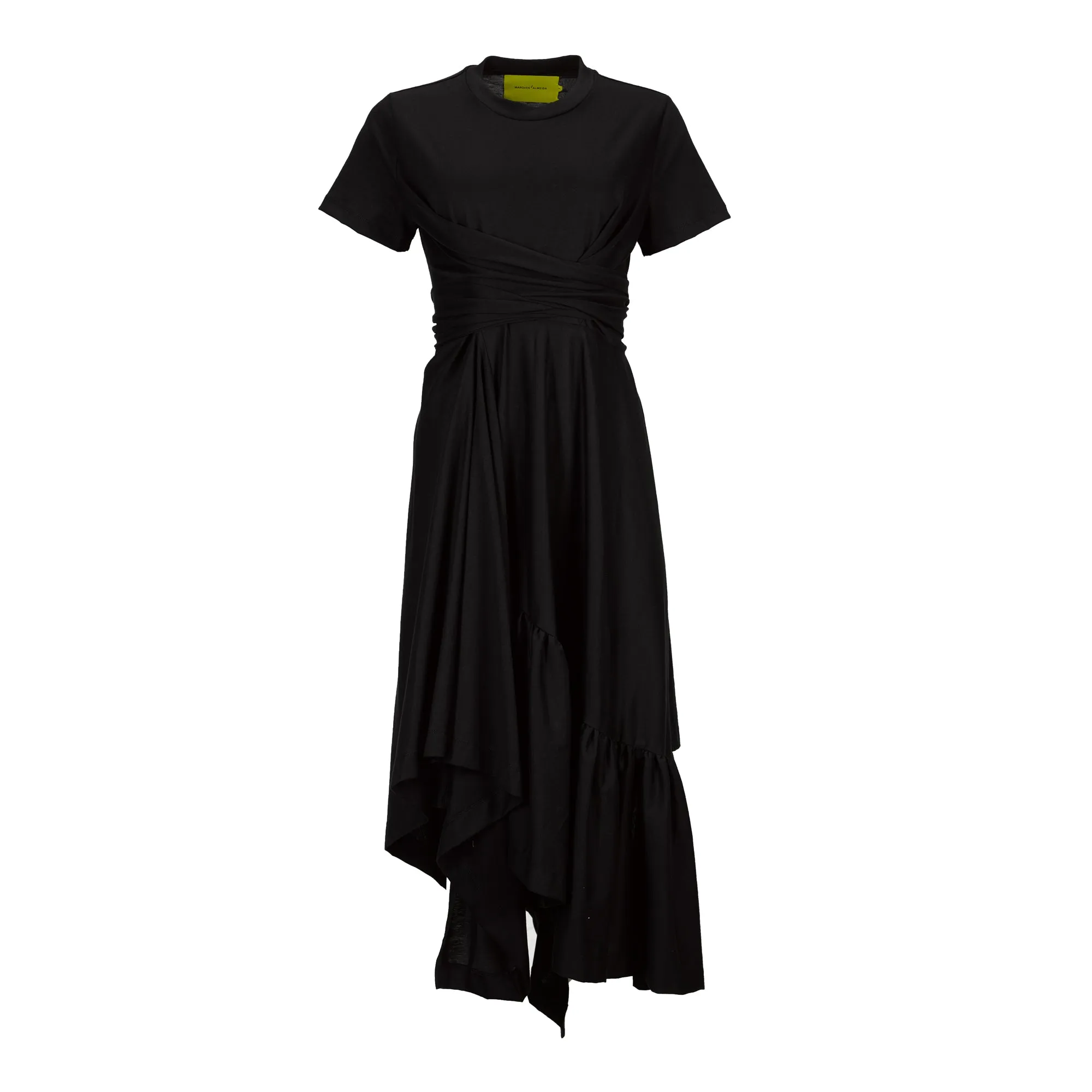 BLACK CROSS WAIST DRAPE T-SHIRT DRESS