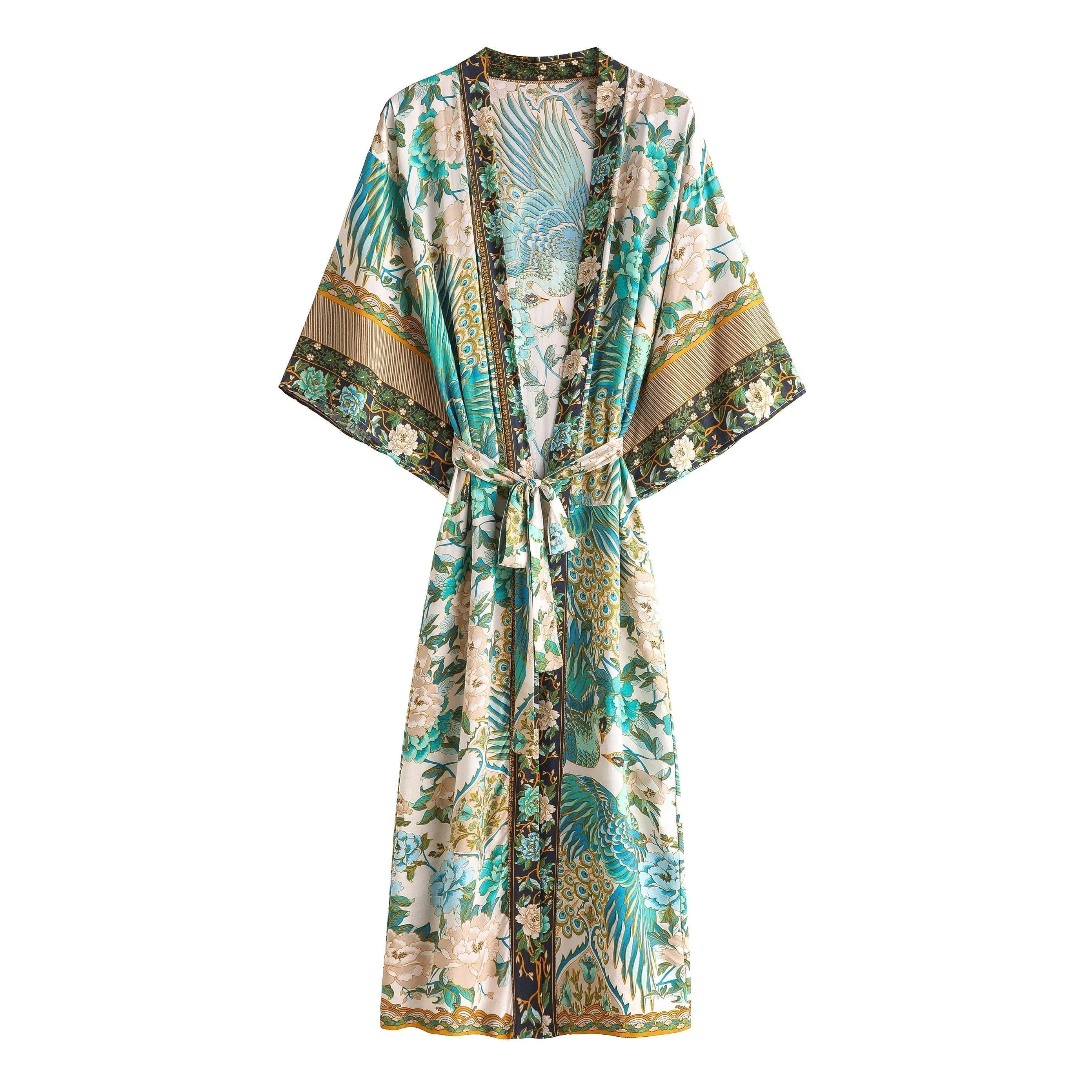 Bohemian Long Kimono, Bat sleeve Beach Bohemian Kimono Robe, Summer dress boho cover-up