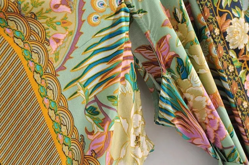 Bohemian Long Kimono, Bat sleeve Beach Bohemian Kimono Robe, Summer dress boho cover-up