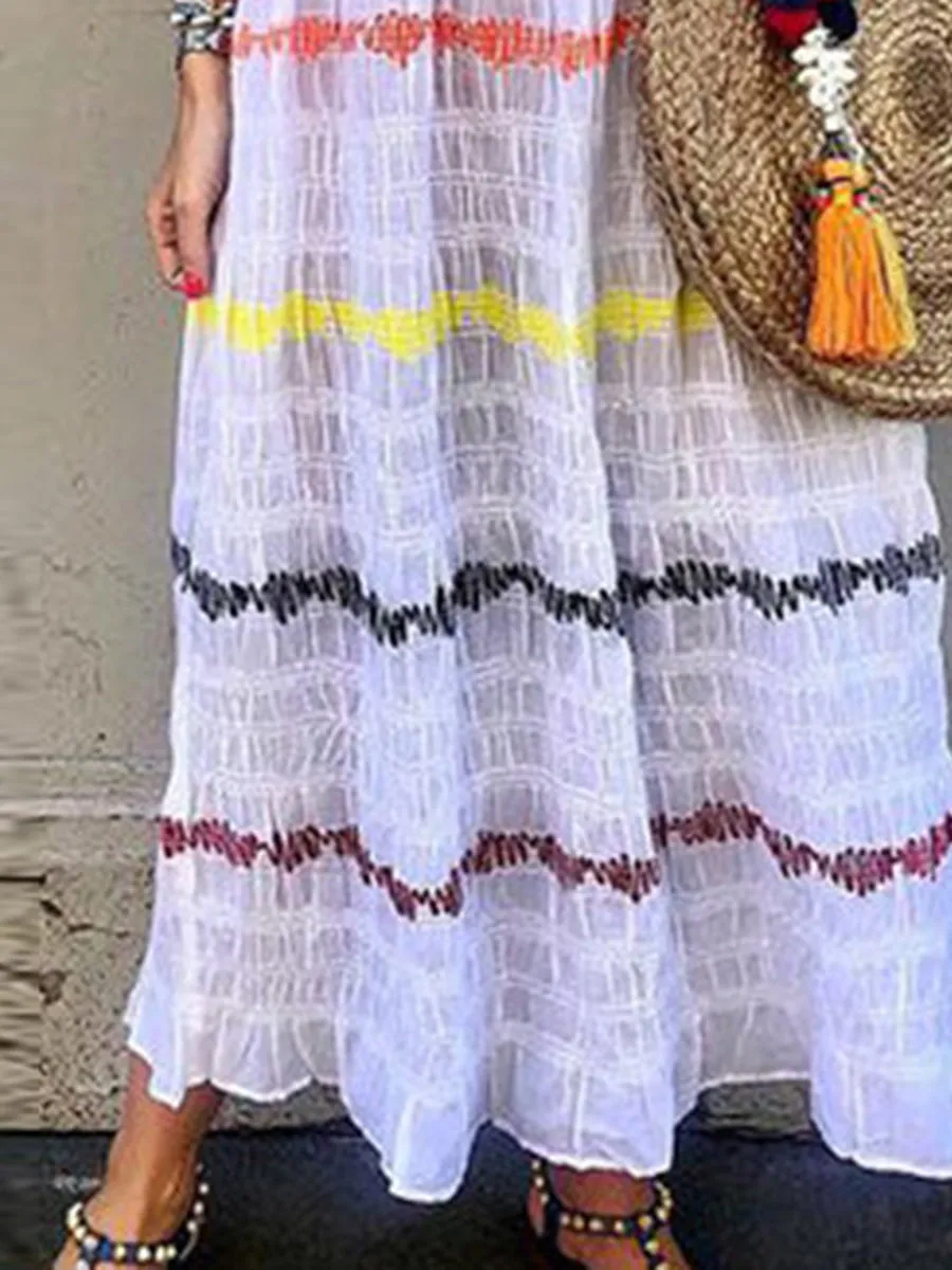 Bohemian Striped Casual Long Dress