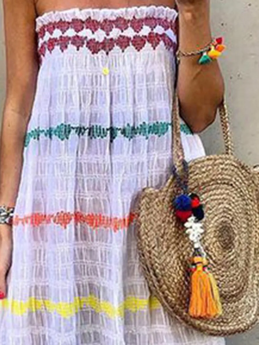 Bohemian Striped Casual Long Dress