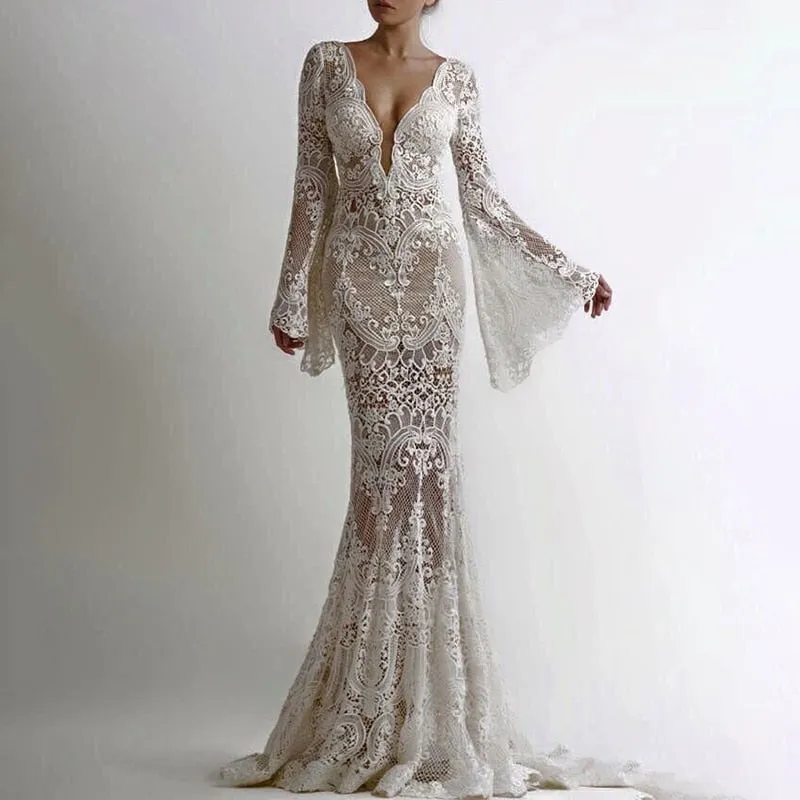Boho Batwing Wedding Dress
