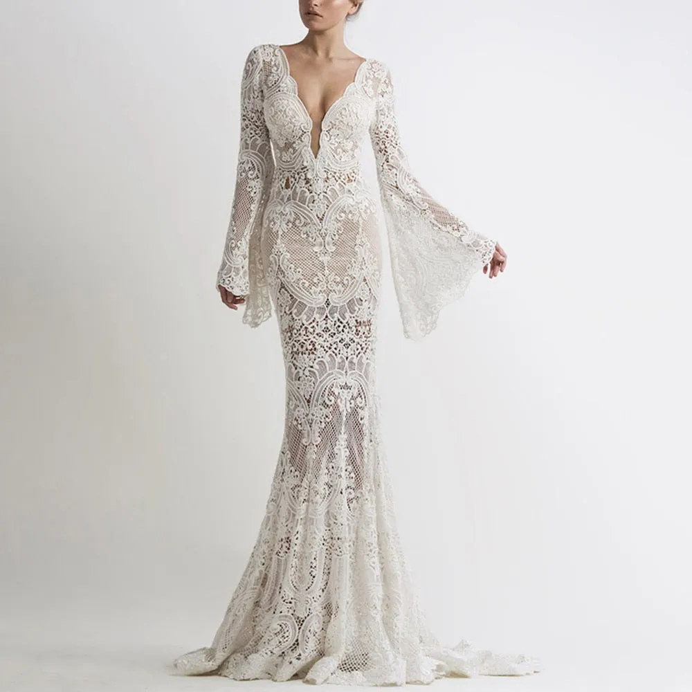 Boho Batwing Wedding Dress