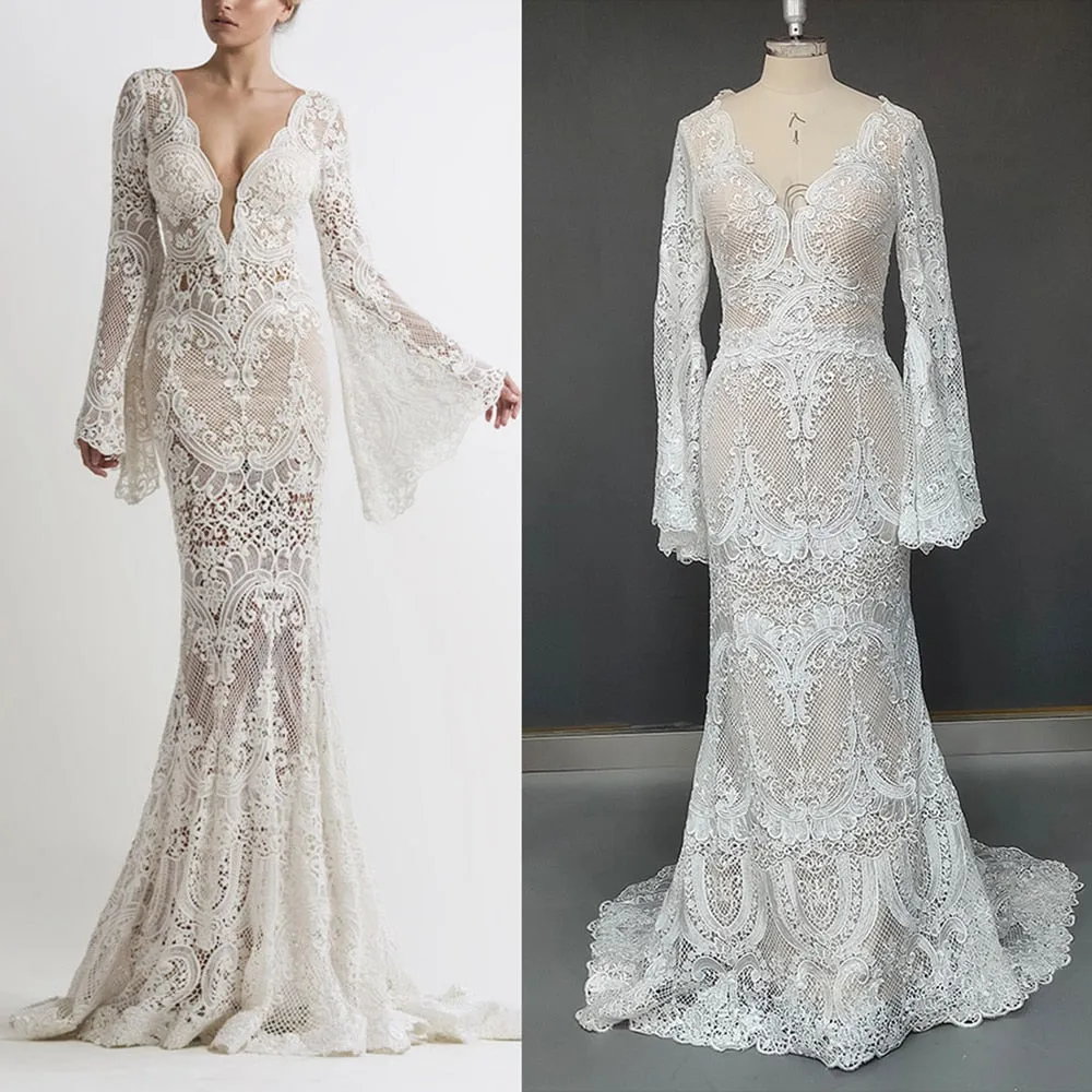 Boho Batwing Wedding Dress
