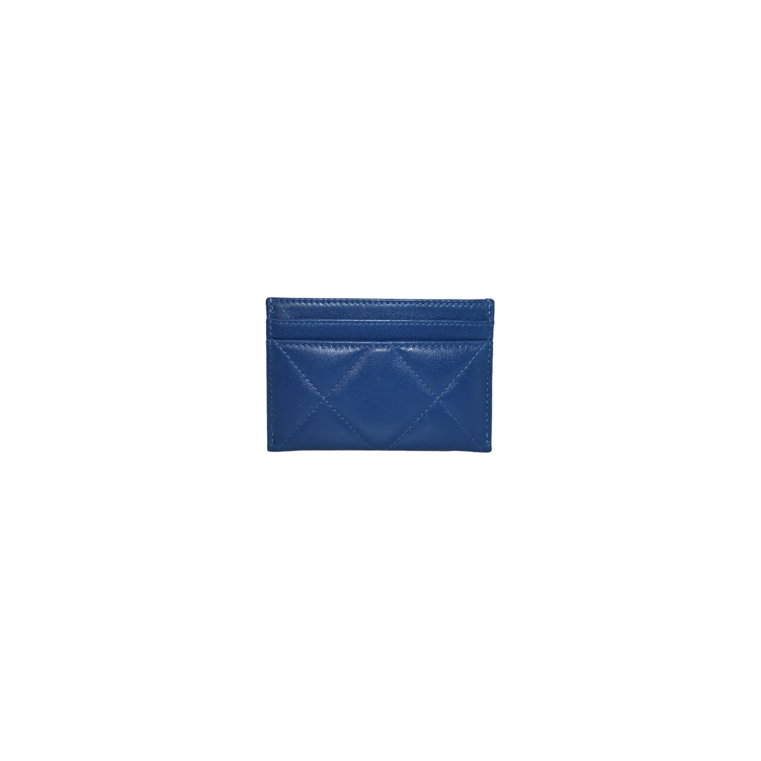 Chanel 19 Quilted Goatskin Card Holder Dark Blue