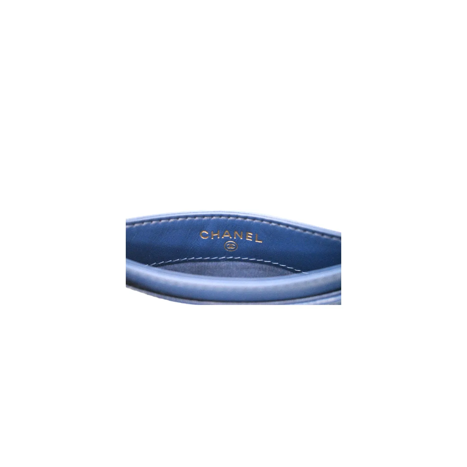 Chanel 19 Quilted Goatskin Card Holder Dark Blue