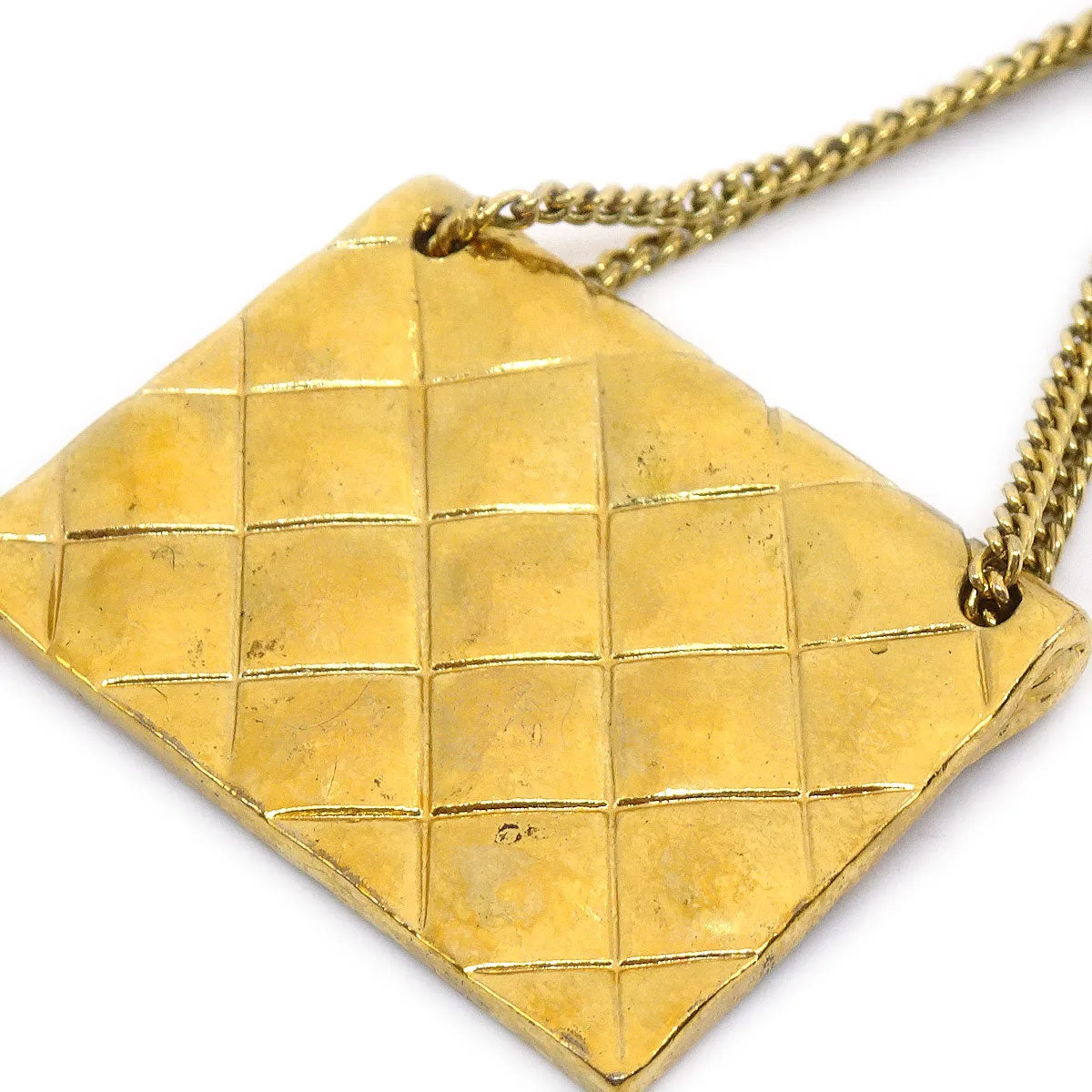 CHANEL 1993 Quilted Bag Brooch Pin Gold 28 AK38339b