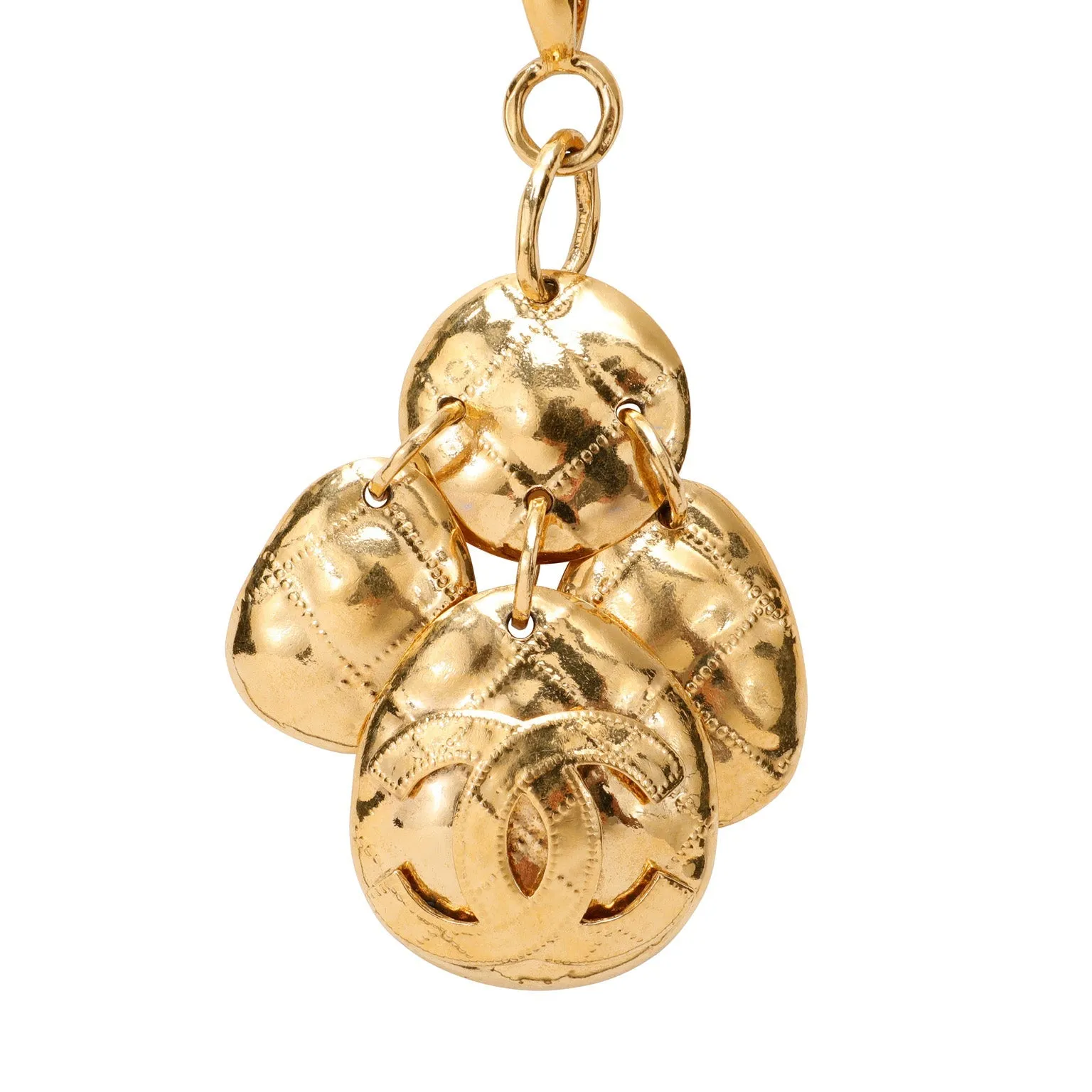 Chanel 24kt Gold w/ 4 Quilted Charms CC Necklace