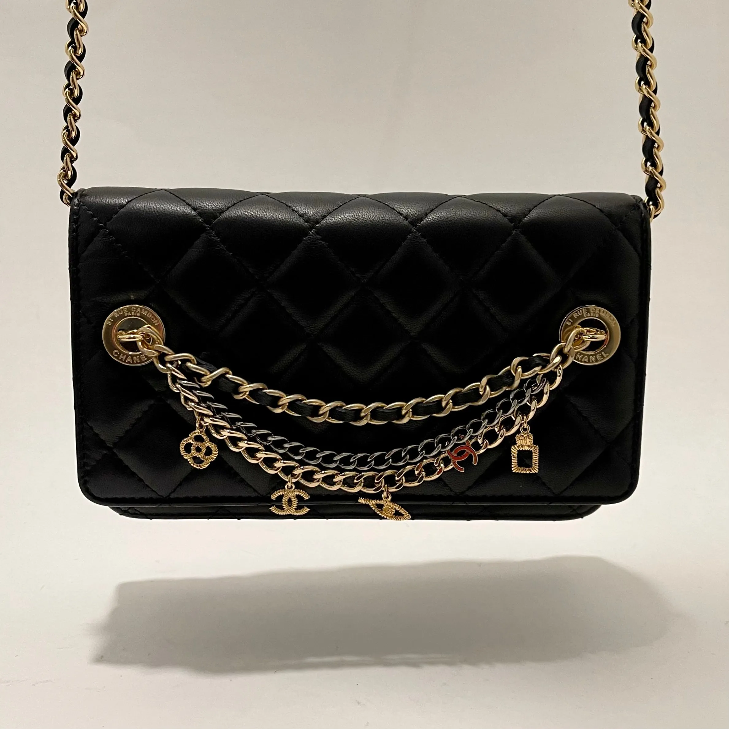 Chanel Black Wallet on a Chain w/ Charms