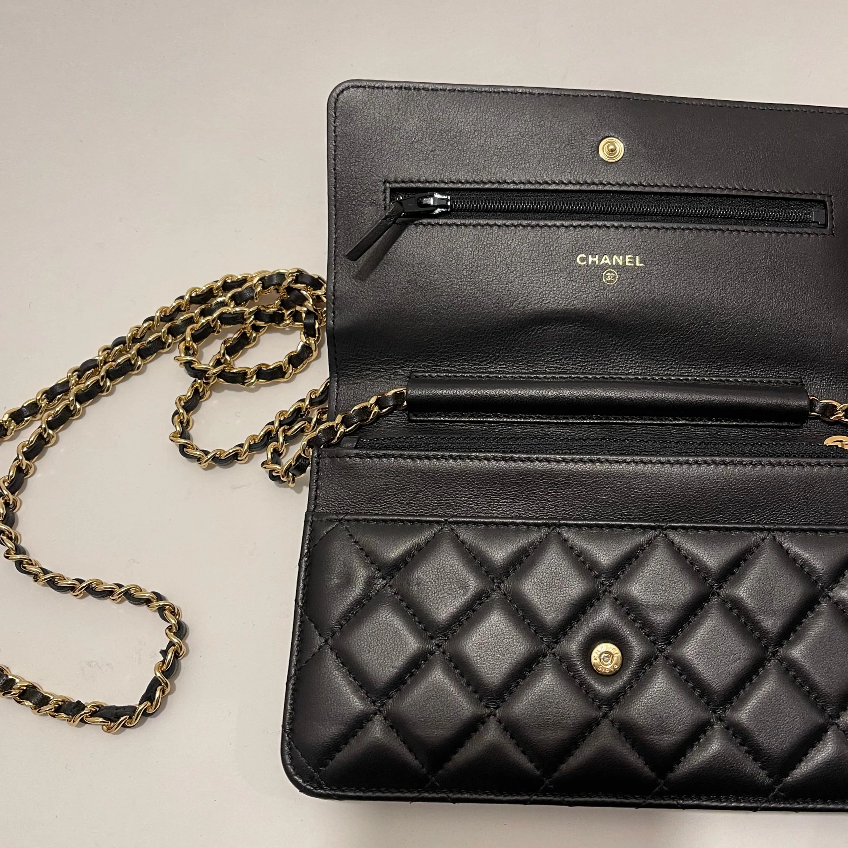Chanel Black Wallet on a Chain w/ Charms