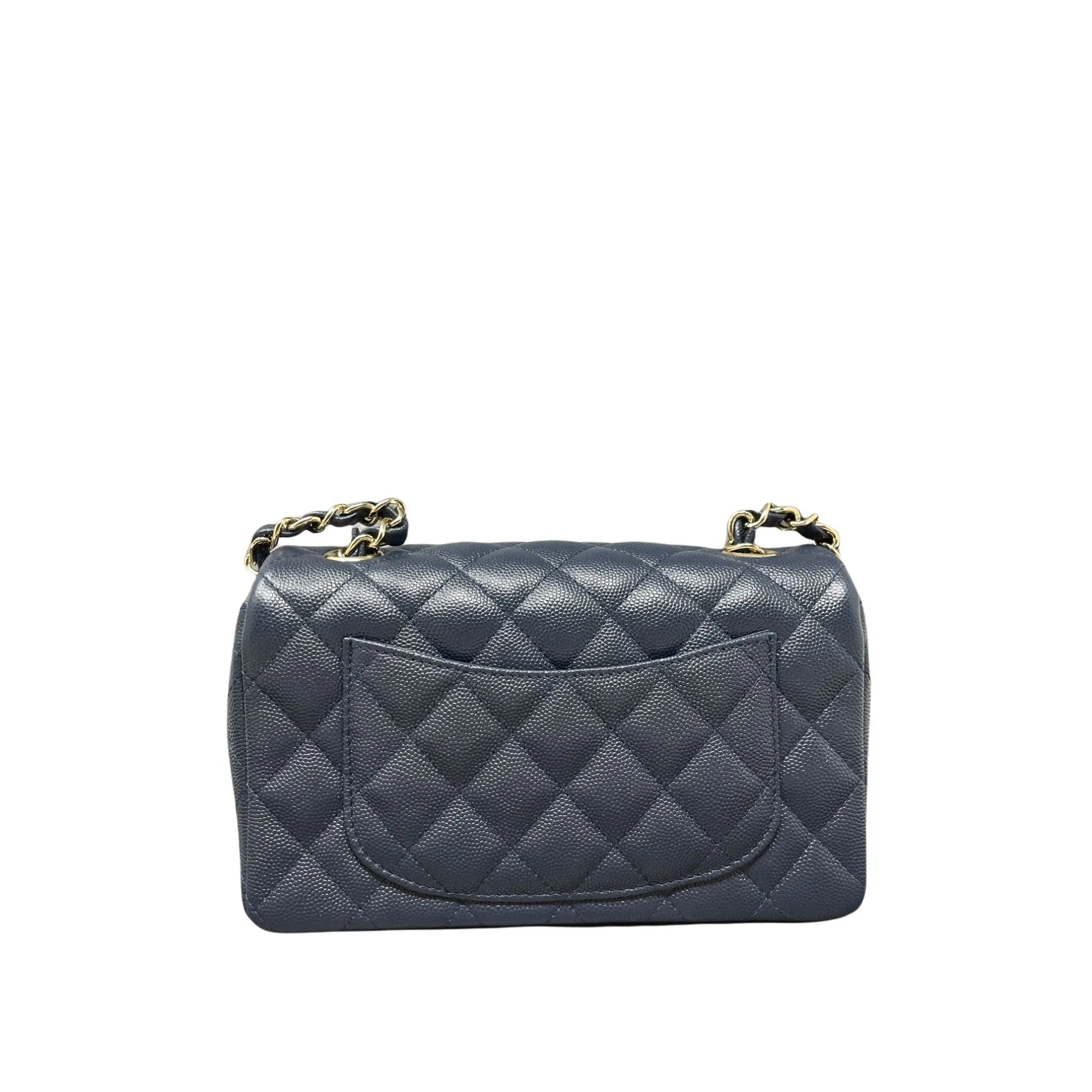 CHANEL Chanel Caviar Quilted Mini Rectangular Flap - Dark Blue
