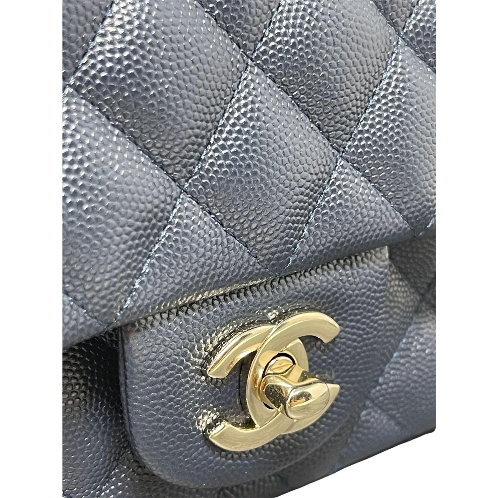 CHANEL Chanel Caviar Quilted Mini Rectangular Flap - Dark Blue
