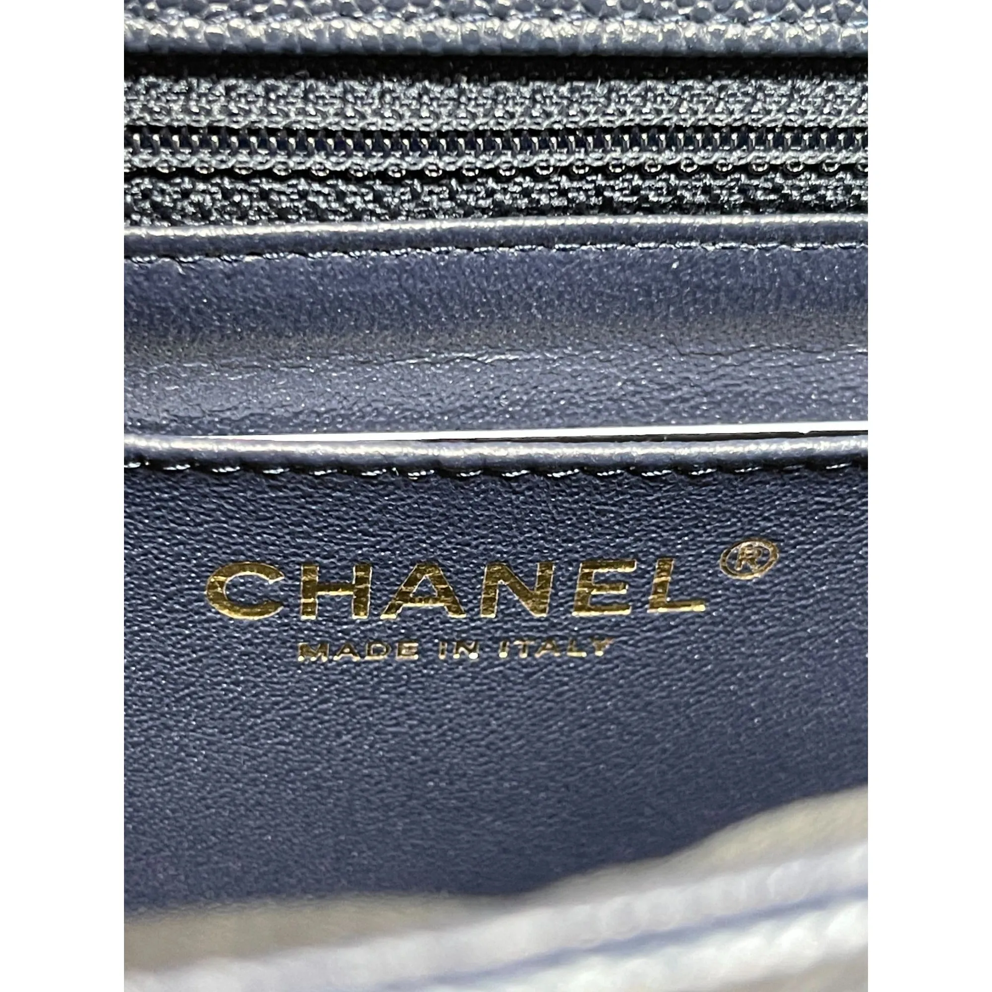 CHANEL Chanel Caviar Quilted Mini Rectangular Flap - Dark Blue