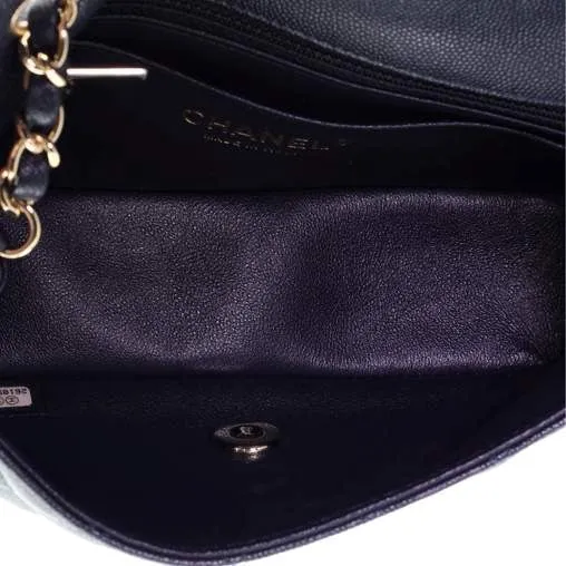 CHANEL Chanel Caviar Quilted Mini Rectangular Flap - Dark Blue