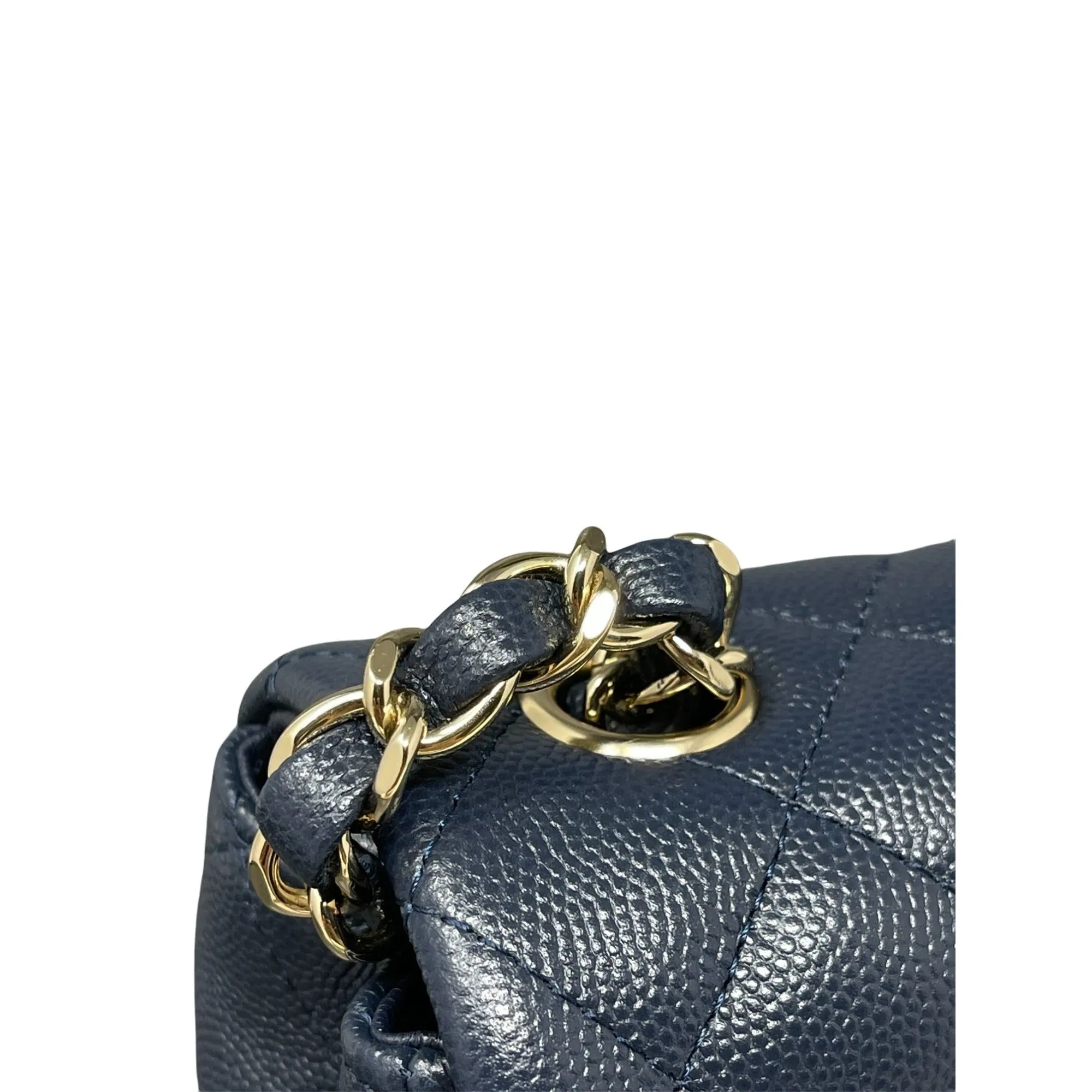CHANEL Chanel Caviar Quilted Mini Rectangular Flap - Dark Blue