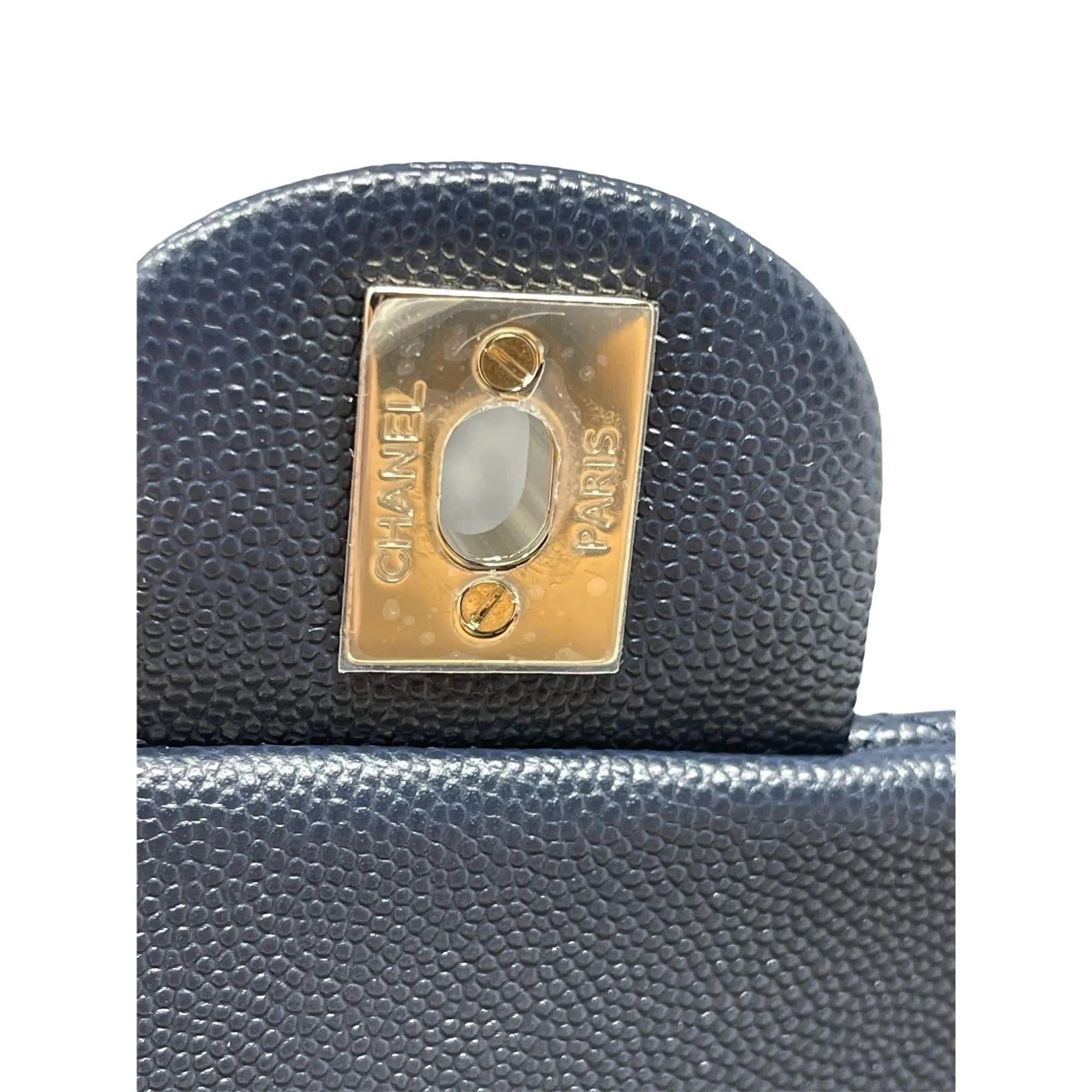CHANEL Chanel Caviar Quilted Mini Rectangular Flap - Dark Blue