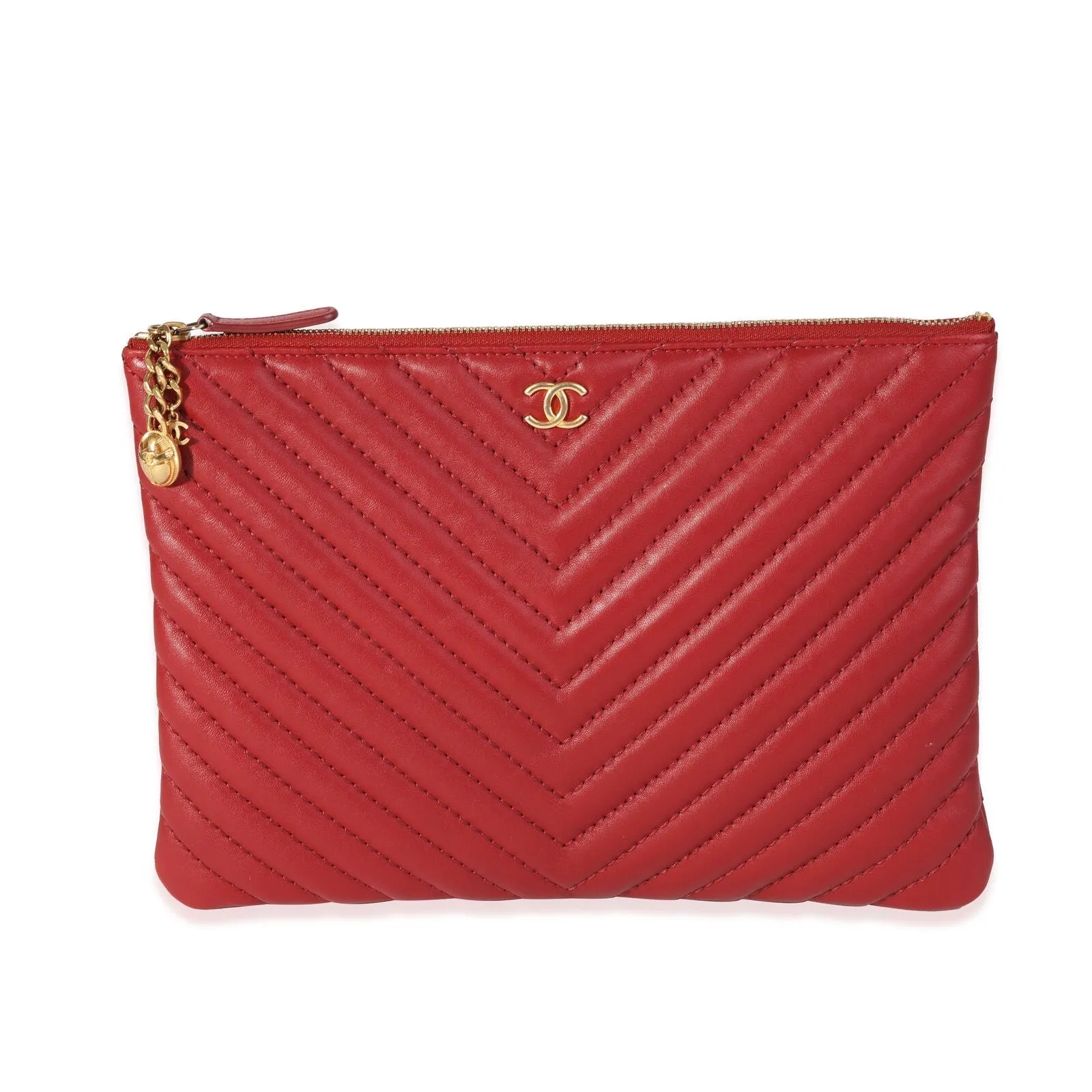 CHANEL CHEVRON QUILTED CAVIAR LAMBSKIN O CASE WITH CHARM