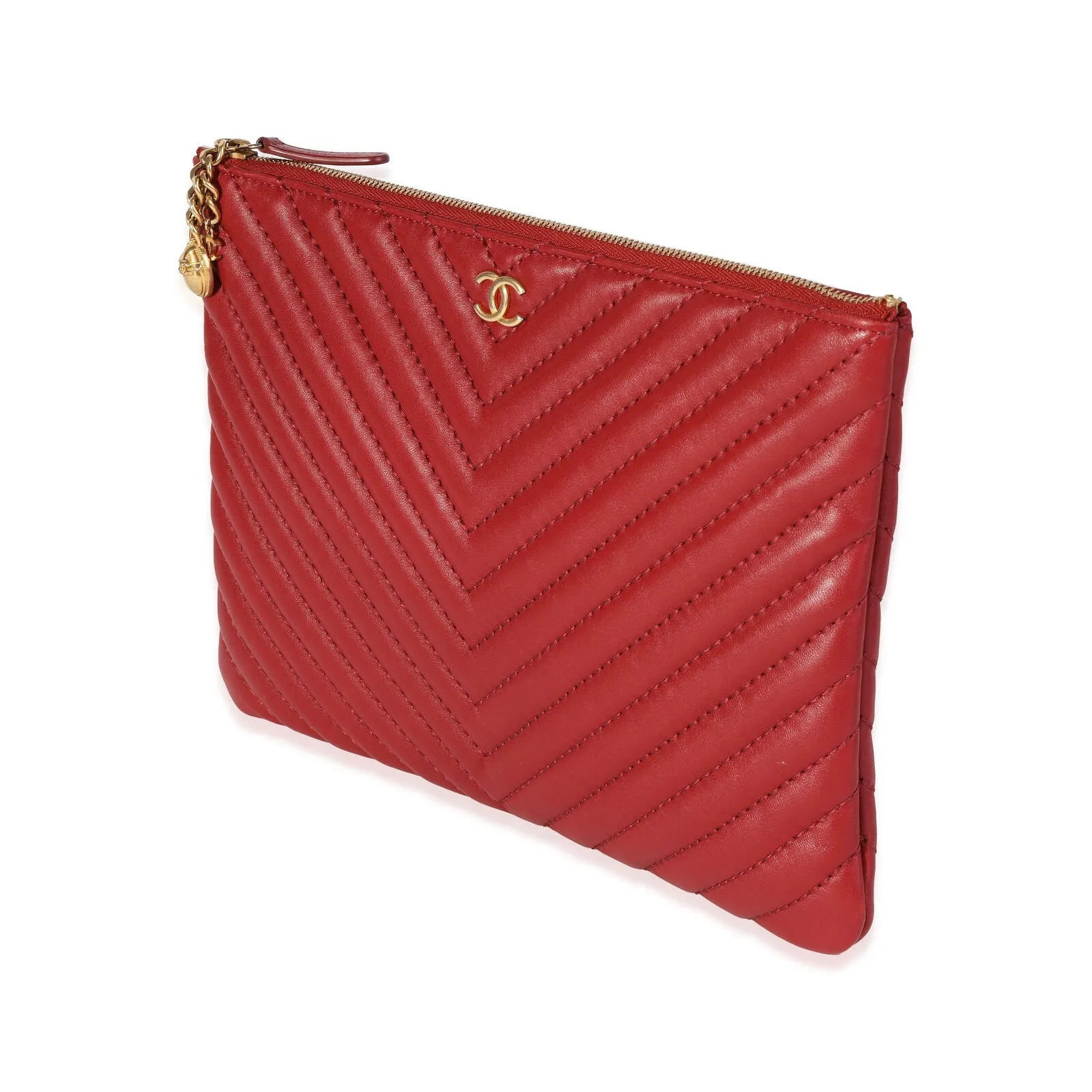 CHANEL CHEVRON QUILTED CAVIAR LAMBSKIN O CASE WITH CHARM