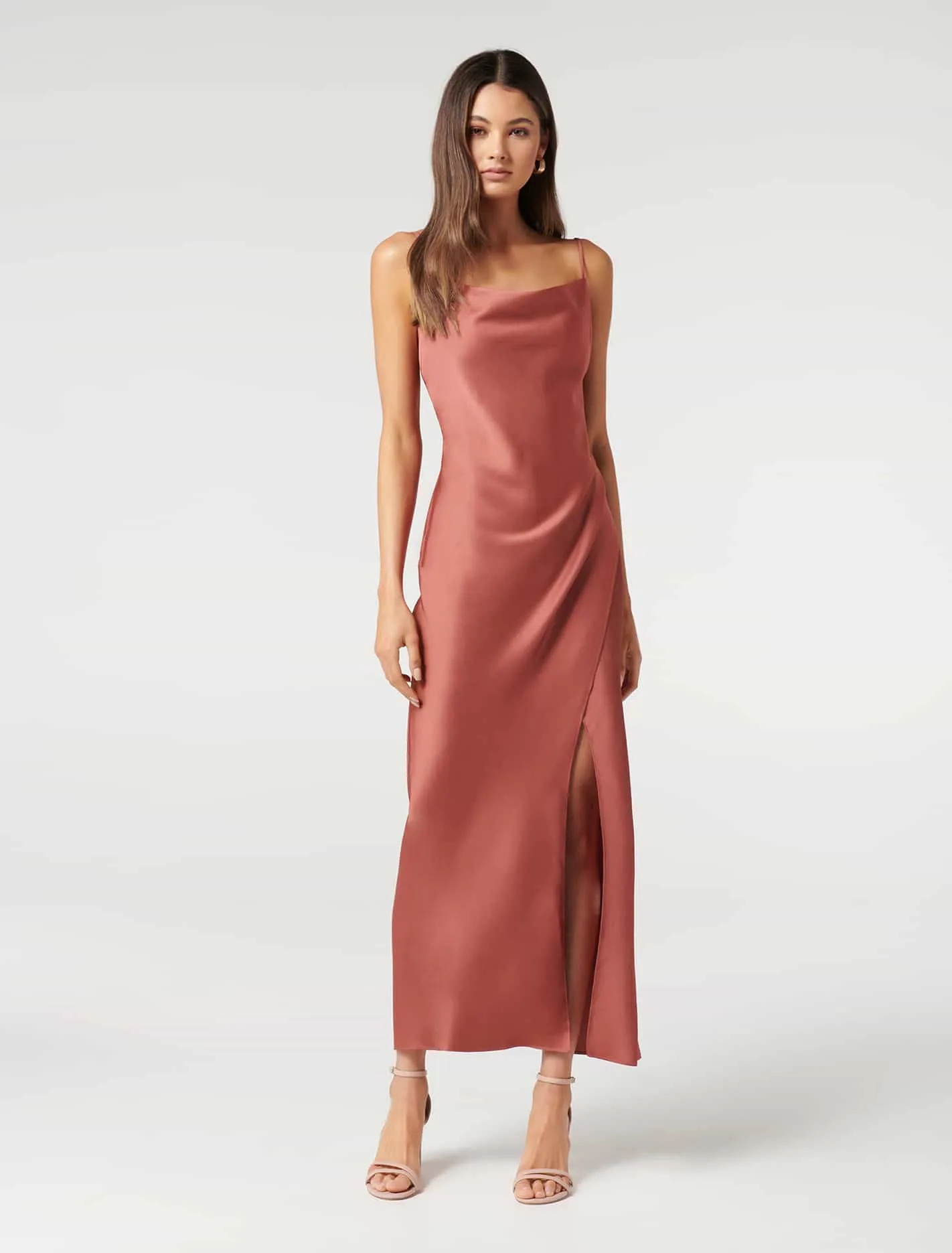 Chantelle Satin Drape Midi Dress