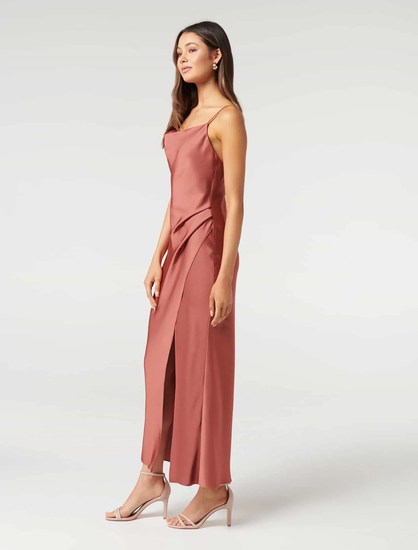 Chantelle Satin Drape Midi Dress