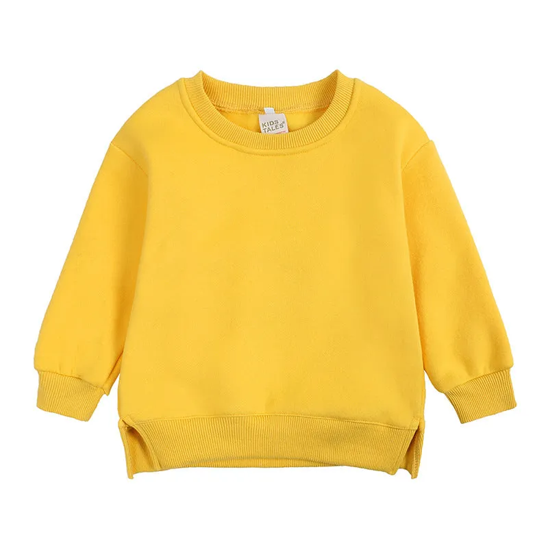 Children Pullover Pure Color Plus Fleece Hoodie Children Clothing Wholesale Usa