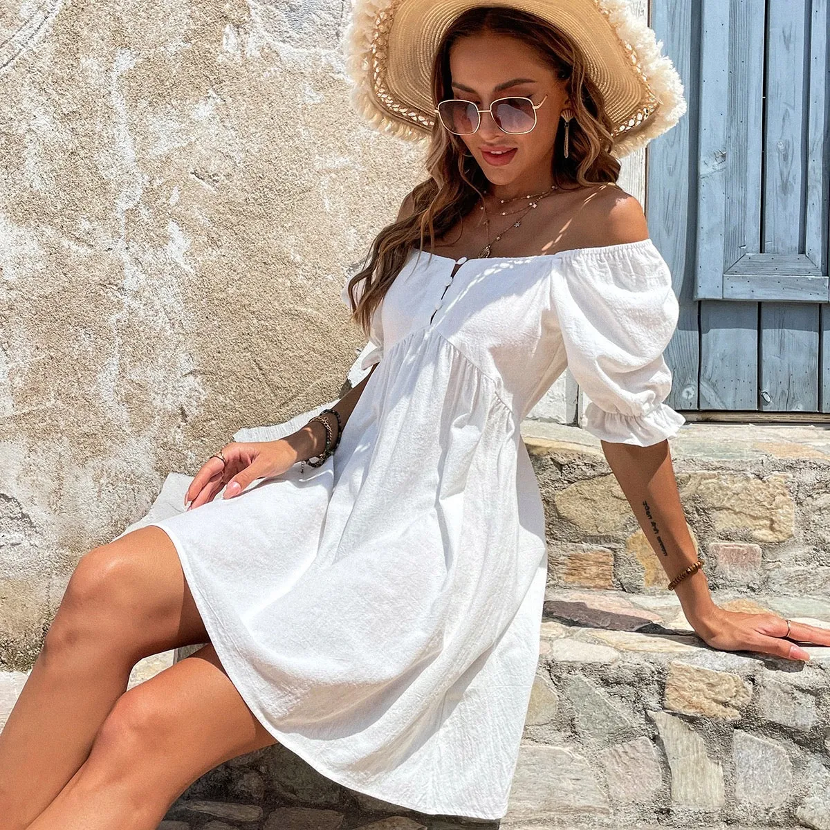Cut Out Twist V Neck Long Dress