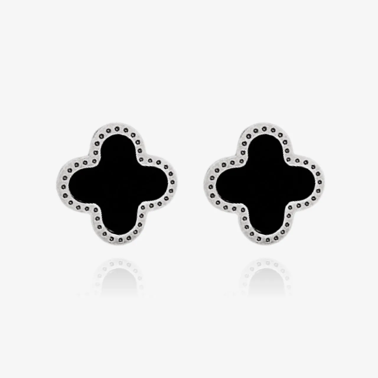 Dainty Clover Stud Earrings Black