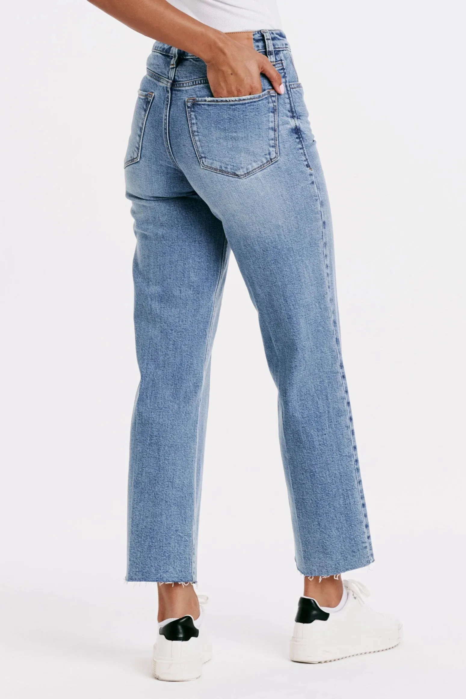Dear John Denim Holly Super High Rise Raw Hem Straight Jeans Crescent