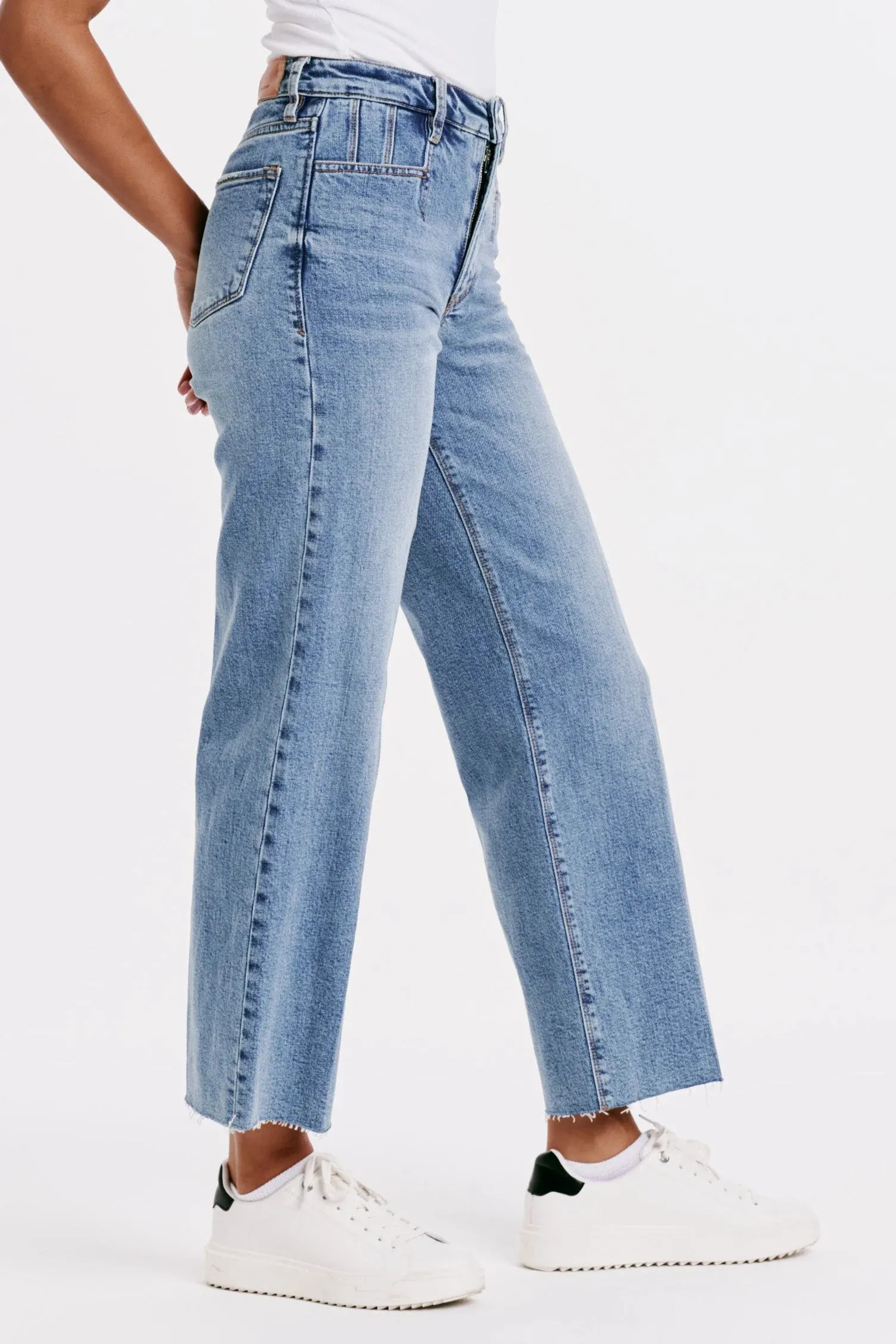 Dear John Denim Holly Super High Rise Raw Hem Straight Jeans Crescent