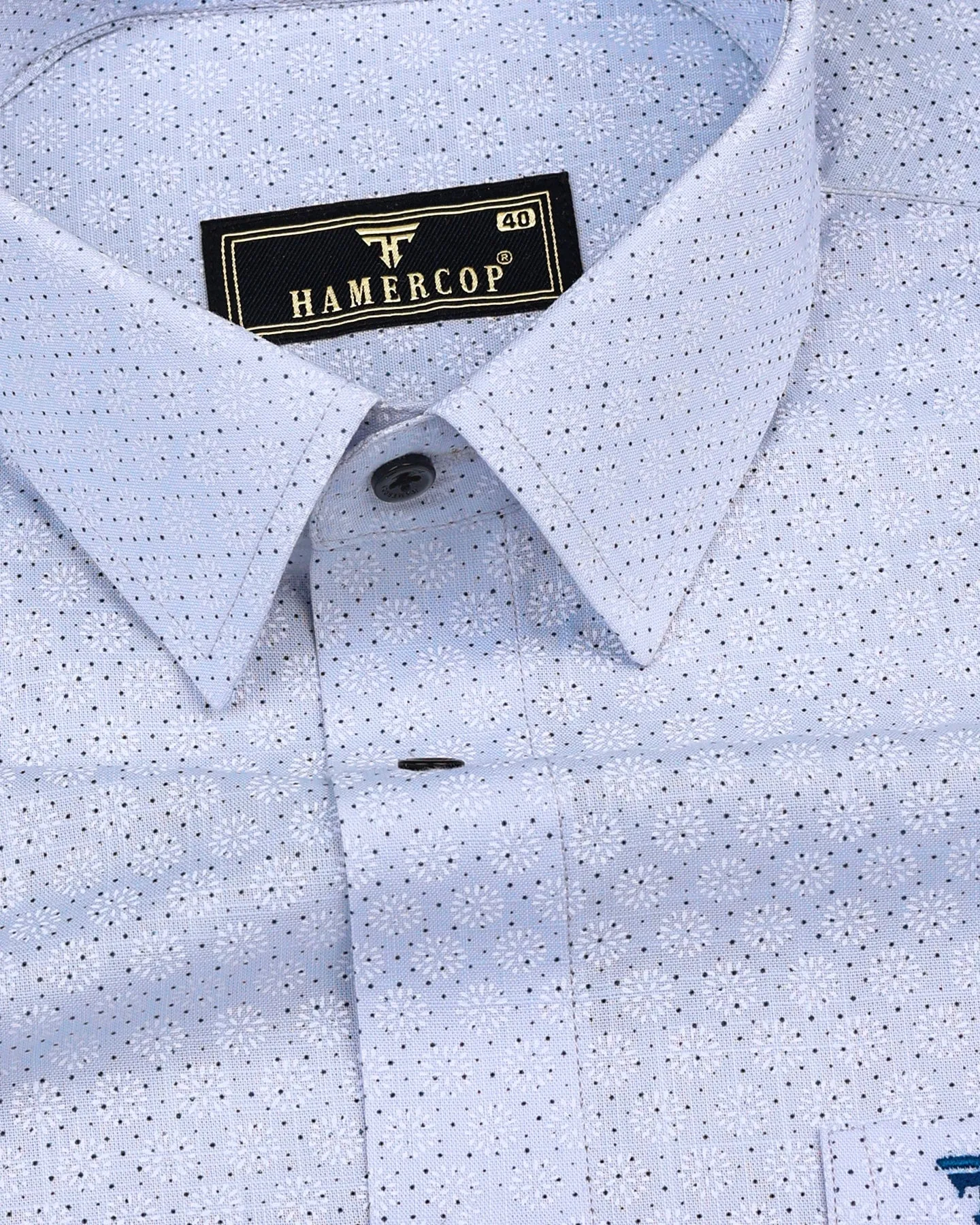 Derino Gray Dot Printed Linen Cotton Shirt