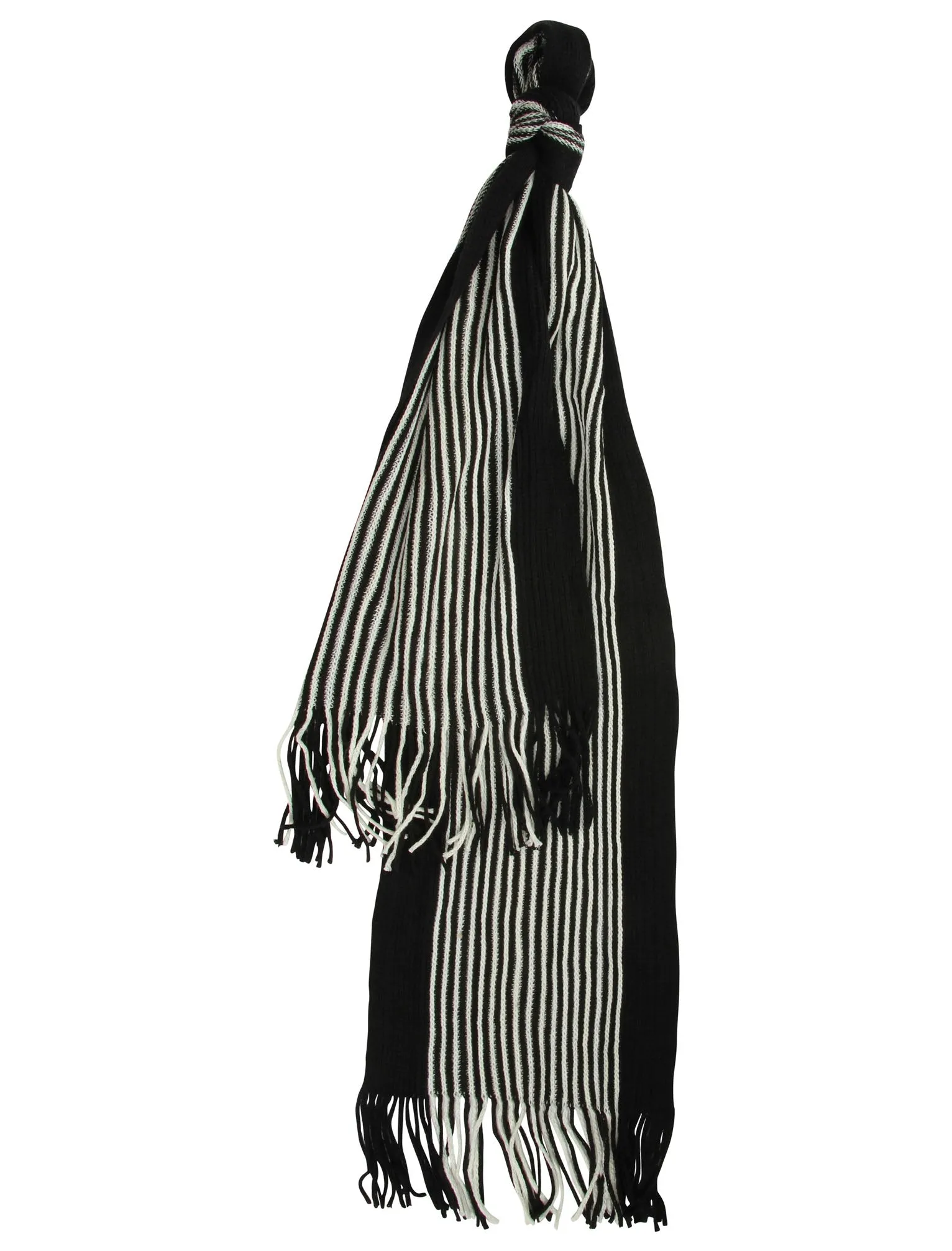 Dylan Striped Cable Knitted Scarf in Black / White