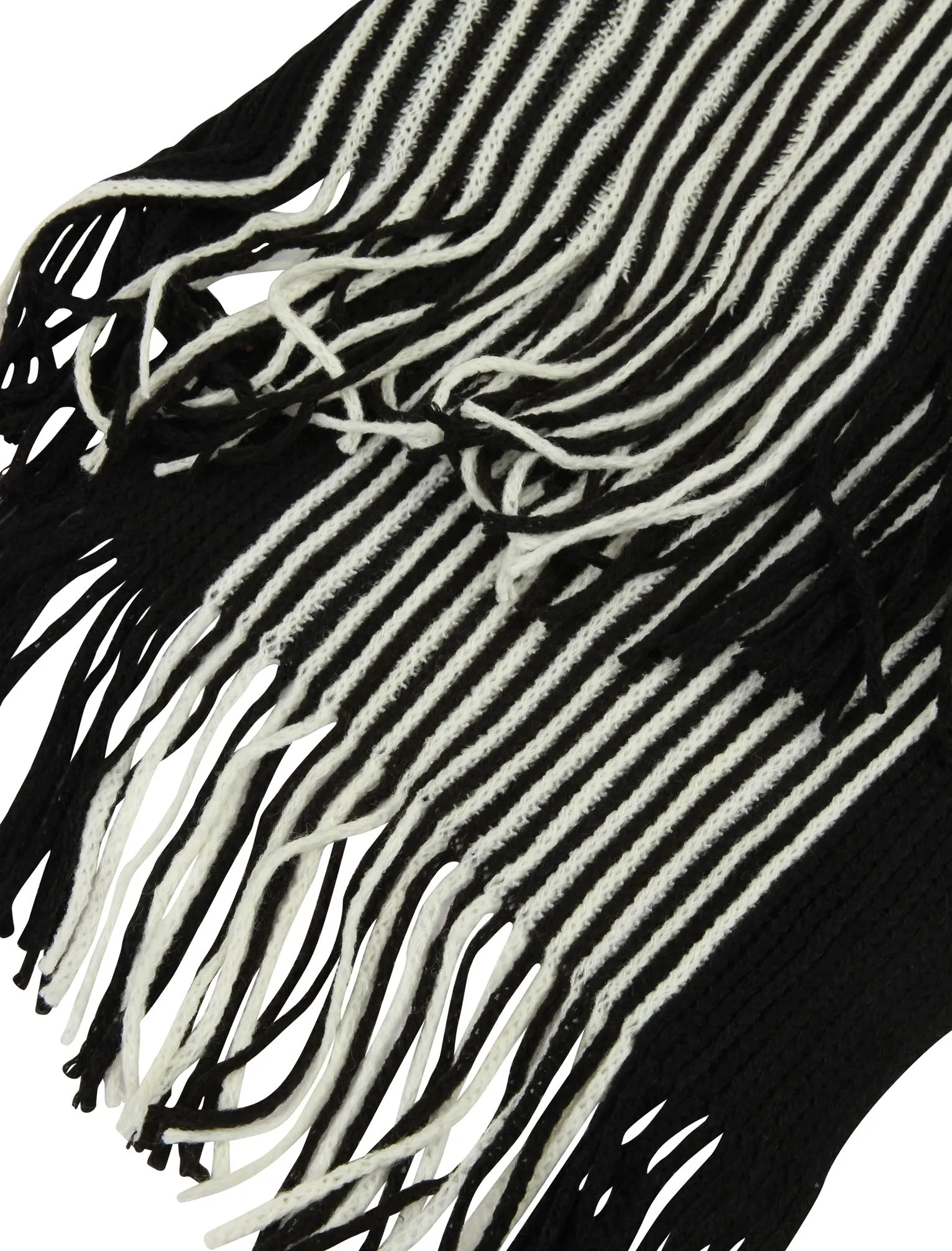 Dylan Striped Cable Knitted Scarf in Black / White