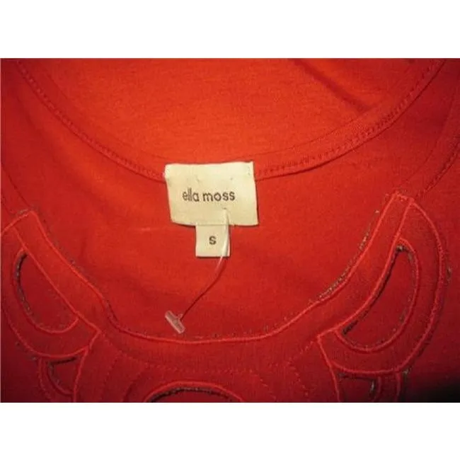 Ella Moss Orangish Red With Cut Out Accent Knee Length Short Dress