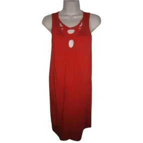 Ella Moss Orangish Red With Cut Out Accent Knee Length Short Dress