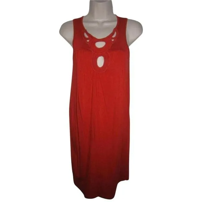Ella Moss Orangish Red With Cut Out Accent Knee Length Short Dress