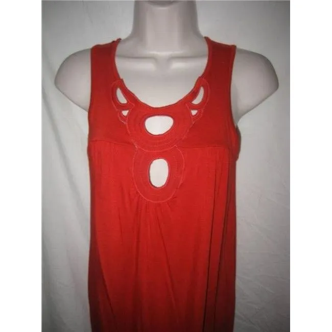 Ella Moss Orangish Red With Cut Out Accent Knee Length Short Dress