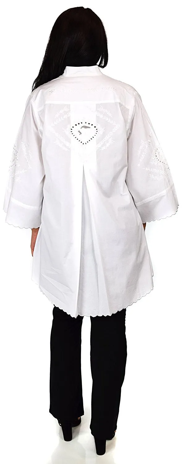 Embroidered Shirt, Plus Size Shirt, Oversized Button Down Dress Shirt, Embroidered Blouse