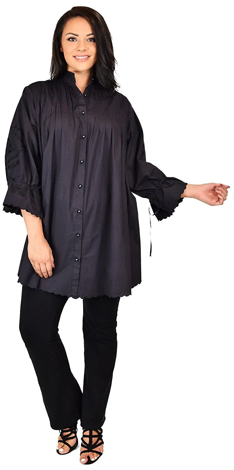 Embroidered Shirt, Plus Size Shirt, Oversized Button Down Dress Shirt, Embroidered Blouse